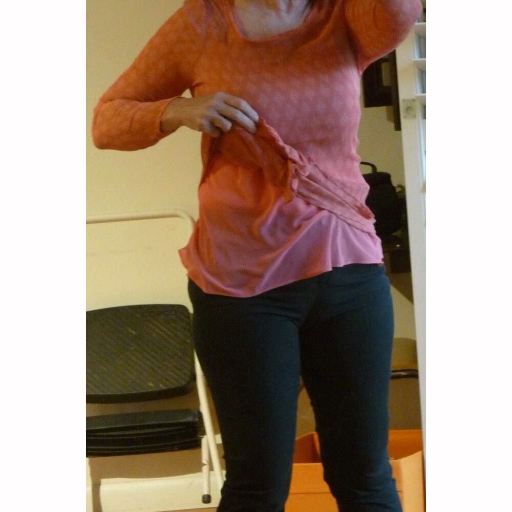 Sundance Sheer Crinkle Silk Chiffon Cami Liner Coral Peasant Boho Tunic Top M